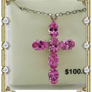 Pink Sapphire Cross Necklace